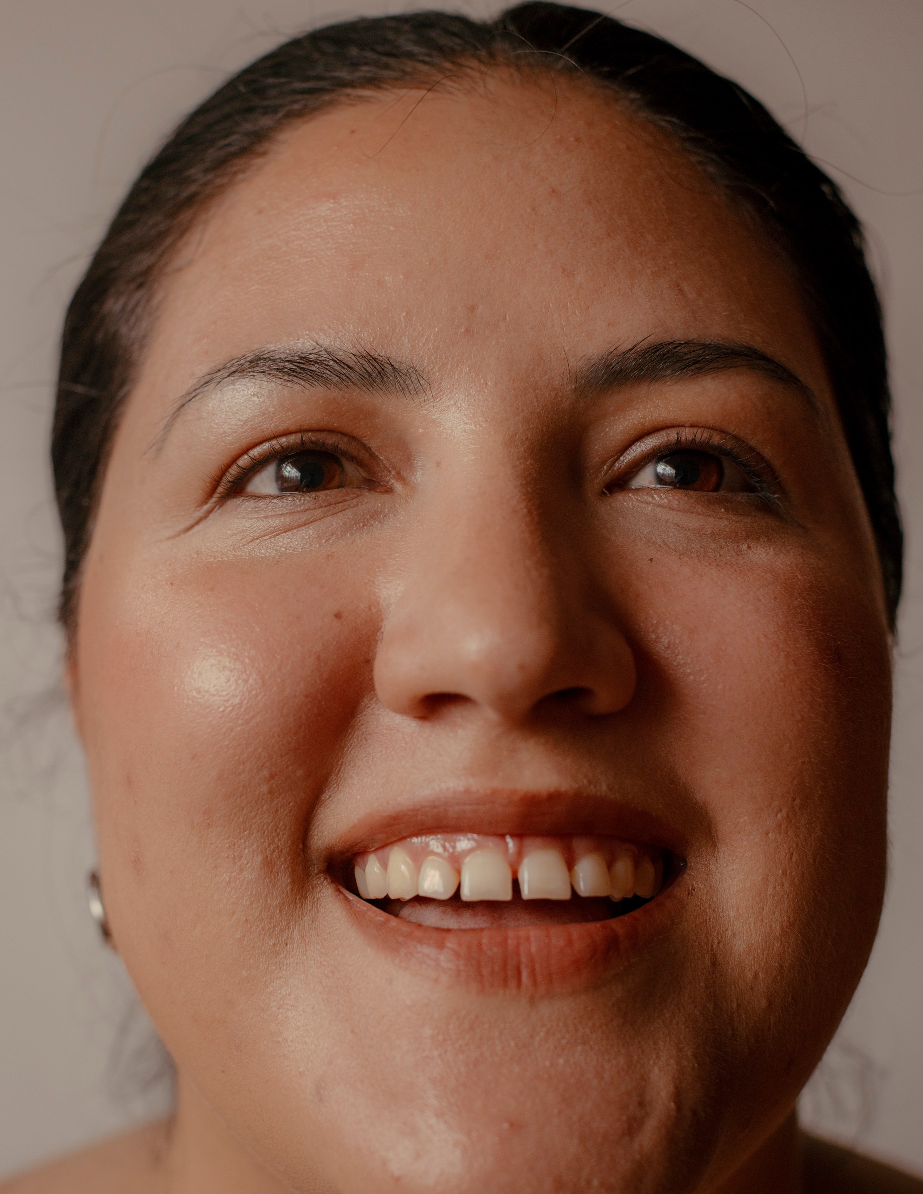 Close portrait of a woman smiling